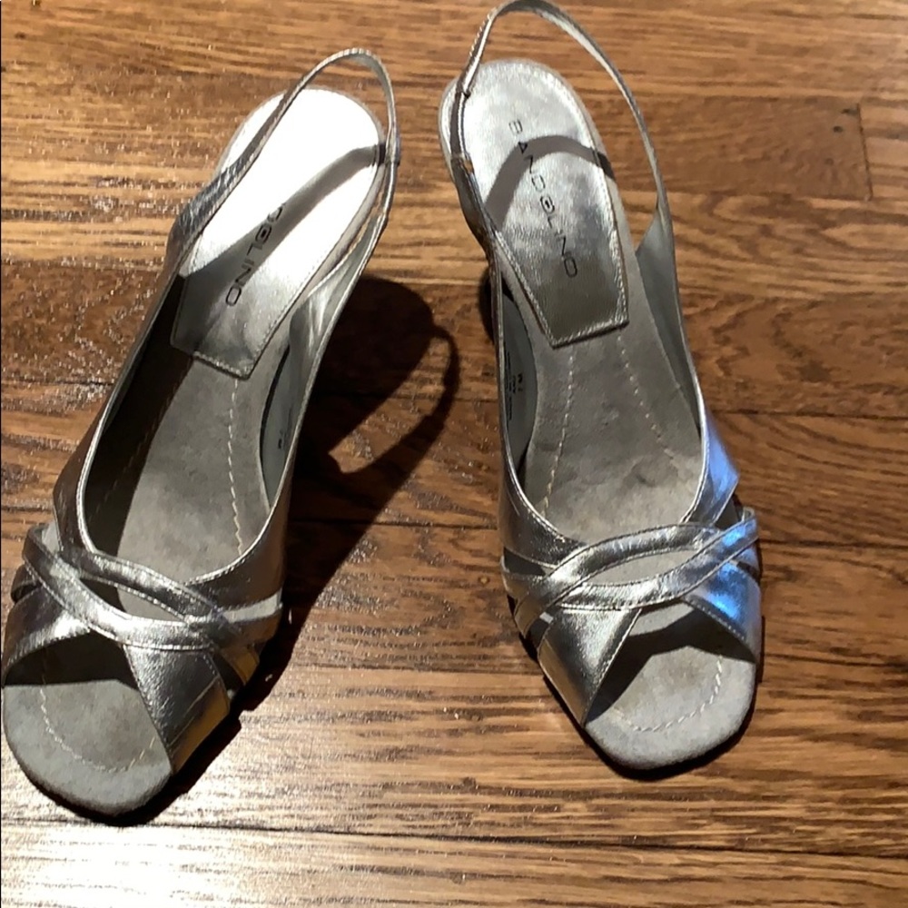 Bandolino silver heels leather upper sz 7